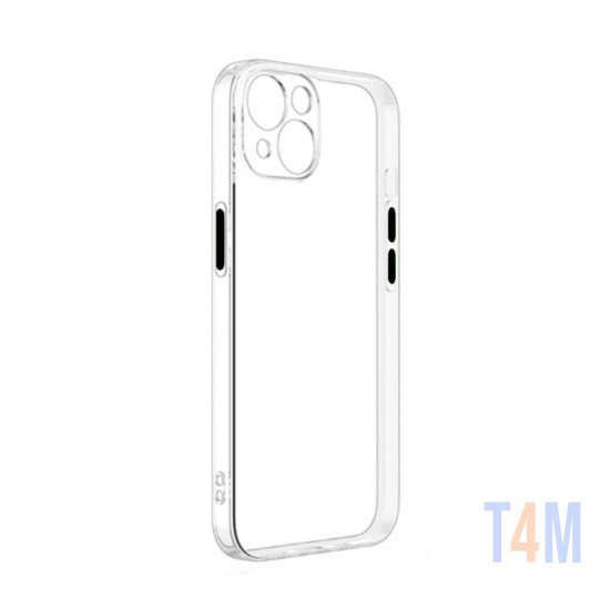 Capa de Silicone Macio com Teclas Laterais Coloridas para Apple iPhone 14 Transparente